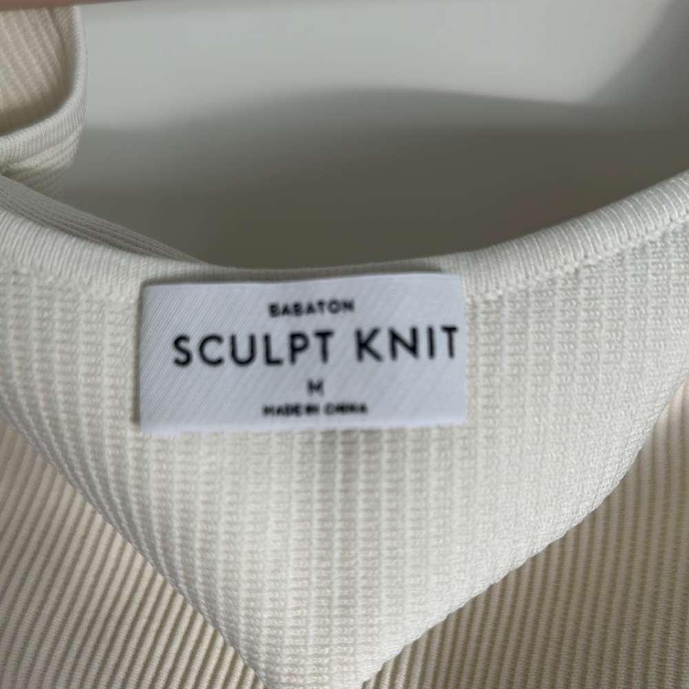 Babaton Cream Ribbed Polo Top